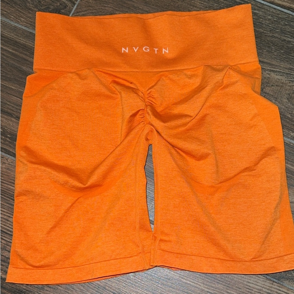 NVGTN Women's Orange High-Rise Scrunch Biker Shorts